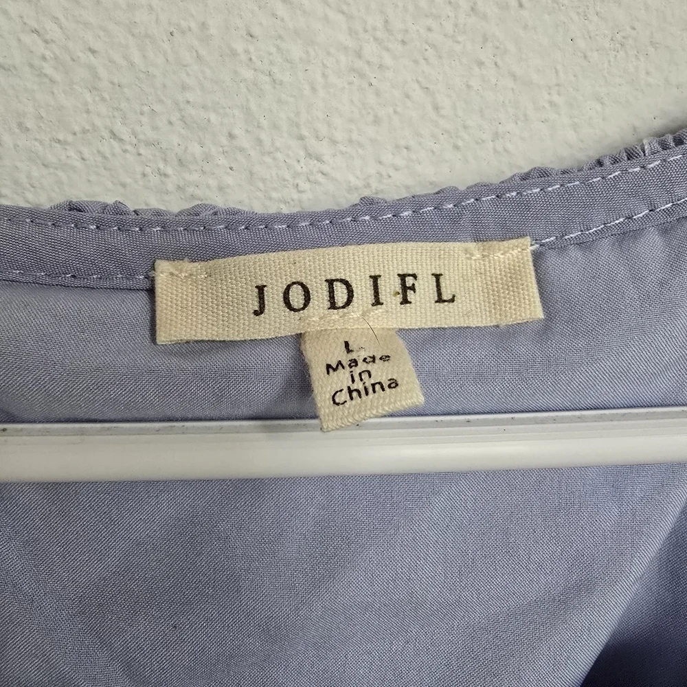 Jofifl Light Blue Solid Short Sleeve Pocketed Dress Large - Picture 4 of 13